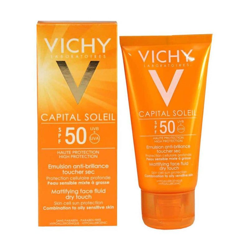 Protector solar para rostro FPS 50 que brinda protección solar UVA/UVB. Ideal para hombres y mujeres de piel mixta a grasa, dejando un efecto mate.